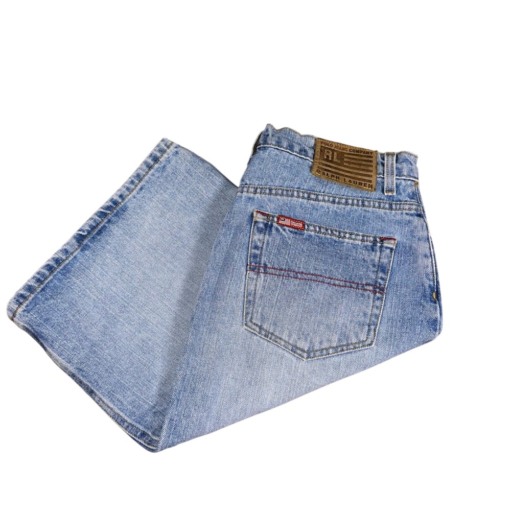 Ralph Lauren Polo Jeans Co Denim Knee Skirt Light Wash Vintage 90s Women's 8